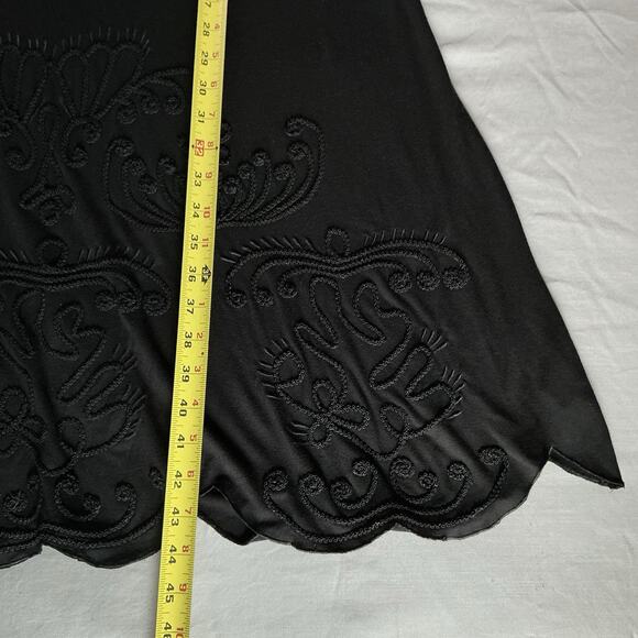 Soft Surroundings Black Dress Raised Embroidery Flutter Lace Sleeves Size Large - Picture 7 of 11